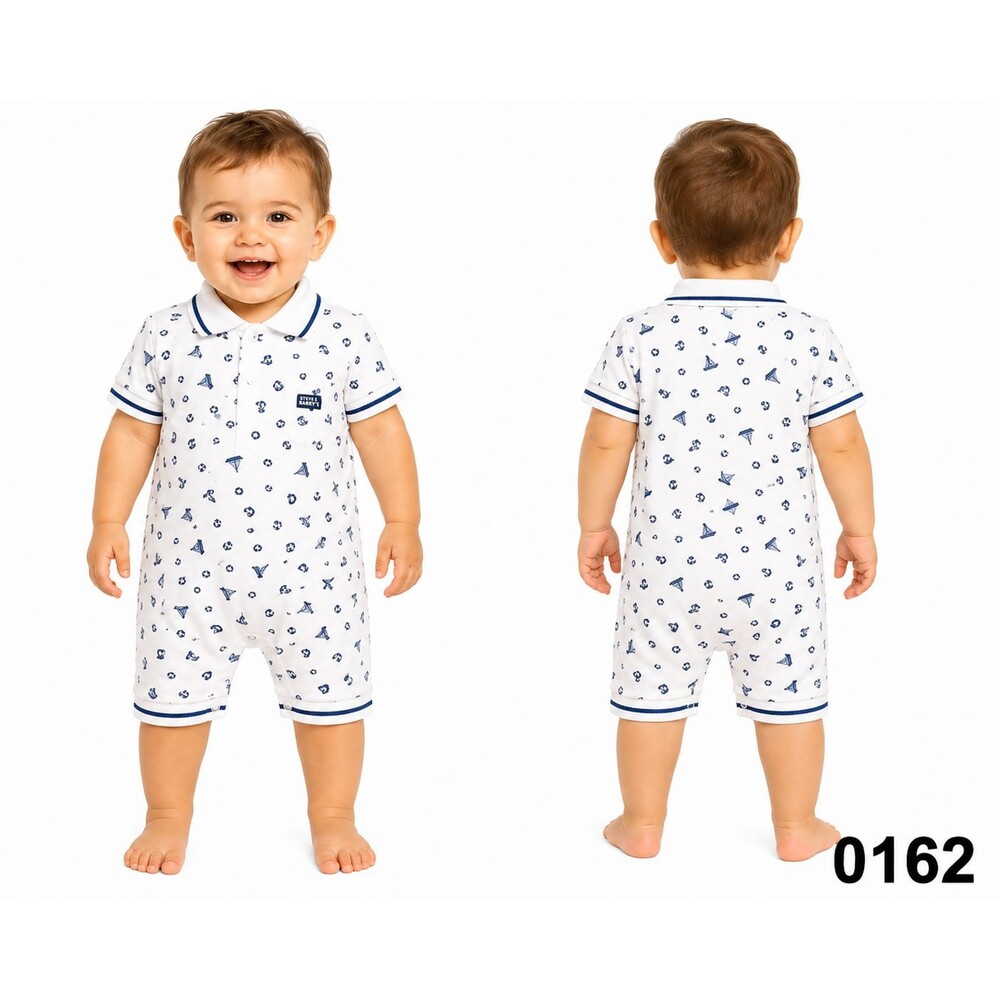 NWT Vintage Steve & Barry’s Nautical Polo Romper - 12M - 0162